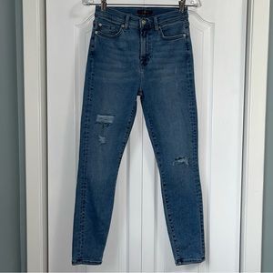 7 FOR ALL MANKIND size 26 Distressed High Rise Ankle Gwenevere denim Jeans